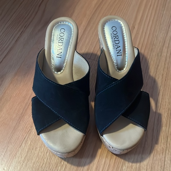 Cordani black leather cross slide wedge size 37 - Picture 5 of 8